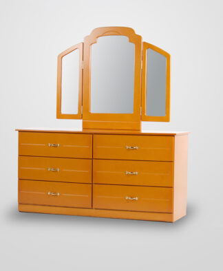 6 Drawer Dresser with wing - teak colour