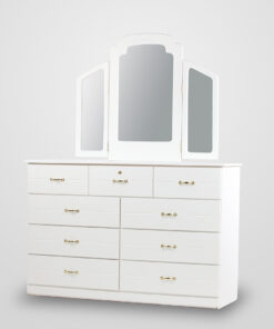 9 Drawer Dresser with wing mirror - white