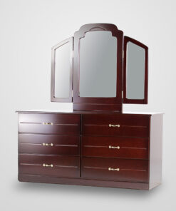 6 Drawer Dresser with wing - mahogany colour