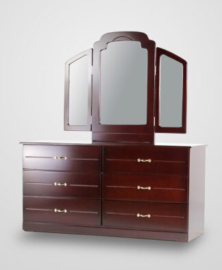 6 Drawer Dresser with wing - mahogany colour