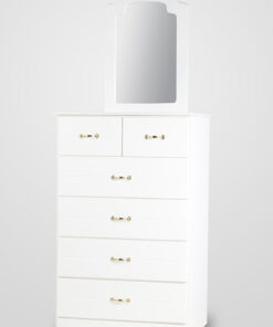 5 Drawer Chest of Drawers with mirror - white