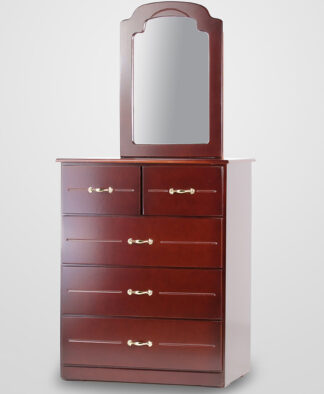 5 Drawer Chest of Drawers with mirror - mahogany colour
